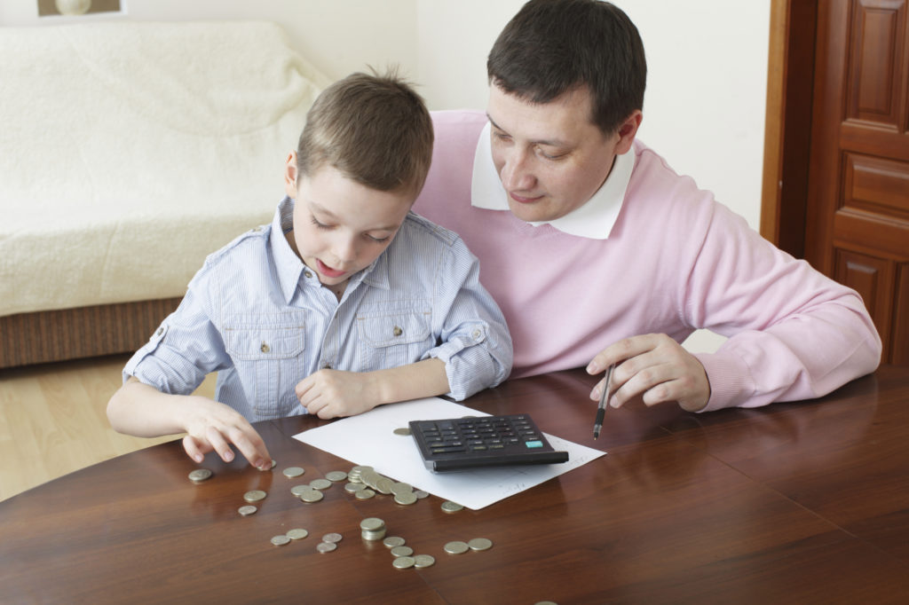 Father training the son to the finance